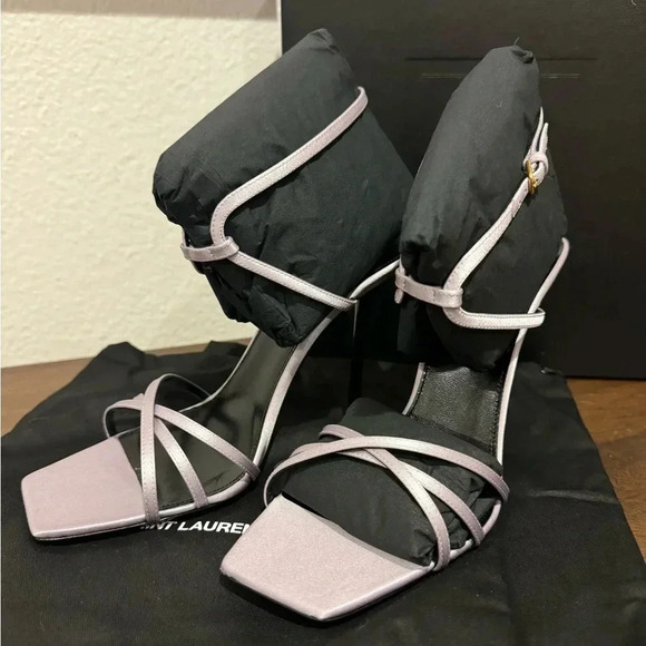YSL YVES SAINT LAURENT NIB Nuit 105 Crepe Satin Sandals Heels Stilettos 38.5 - Picture 8 of 14